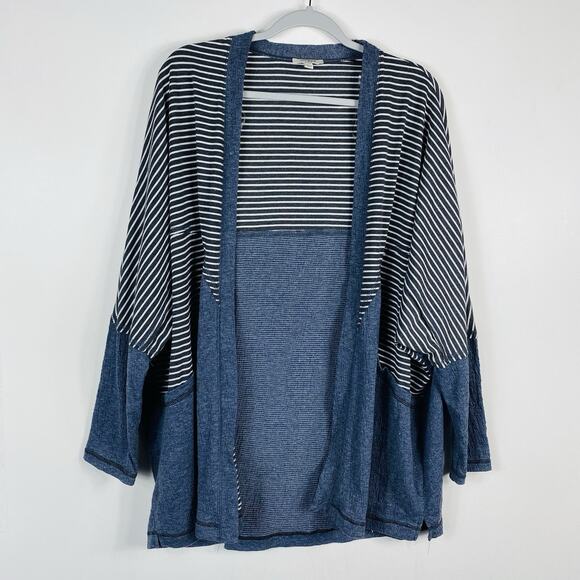 Umgee Size Large Striped Mixed Media Dolman Sleeve Open Cardigan Sweater - Picture 1 of 5